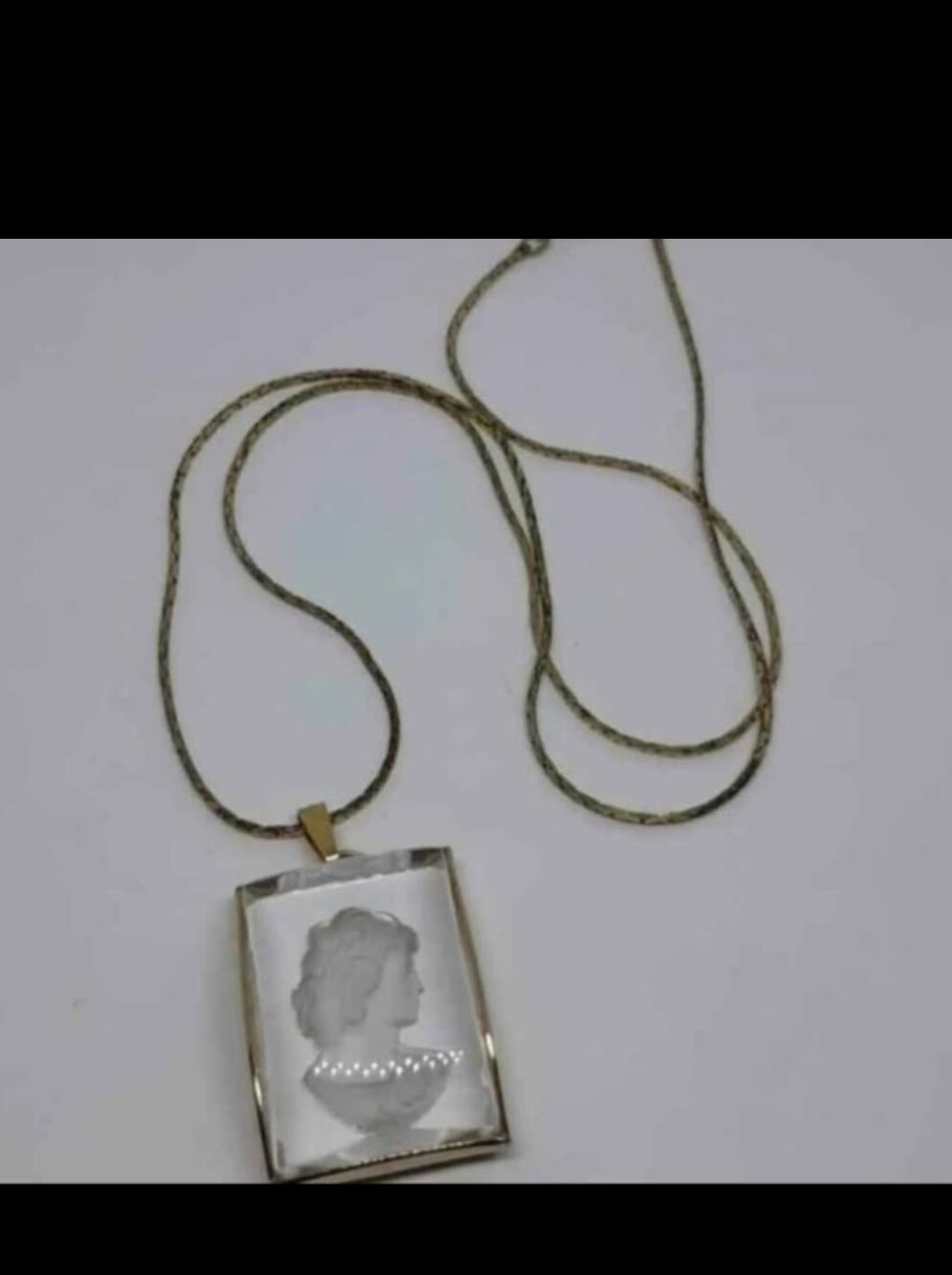 Reversed Carved Crystal Cameo Necklace